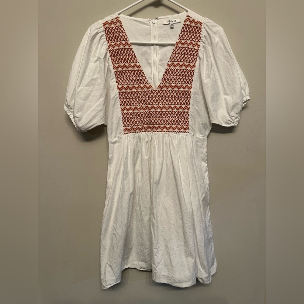 Madewell Cream Dress with Red Accents XXS